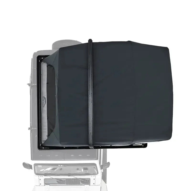 Black car roof rack cover on a white background