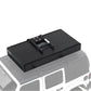 Top view Black roof cargo box with a ladder on a white background