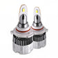 Two car headlight bulbs with metallic and white design on a white background