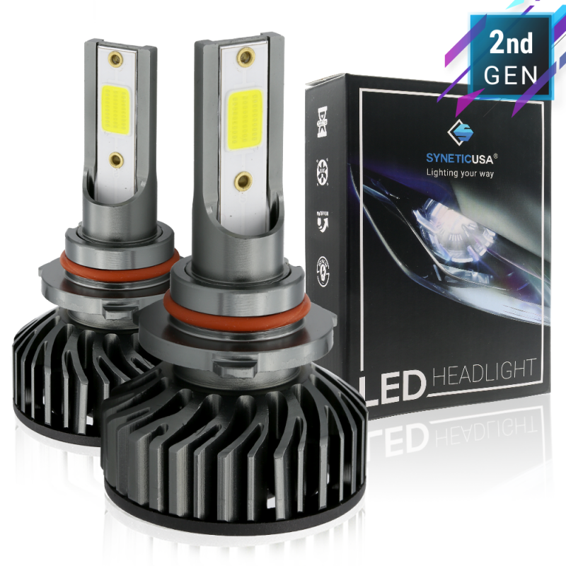 Syneticusa H4 9003 COB LED Headlight Kit High Low Beam 6000K White Light Bulbs 