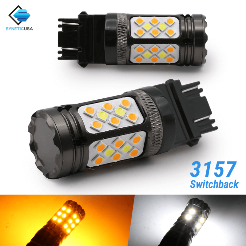 3157/5702A Error-Free Switchback White/Amber 42-LEDs DRL/Turn Signal Light Bulbs 