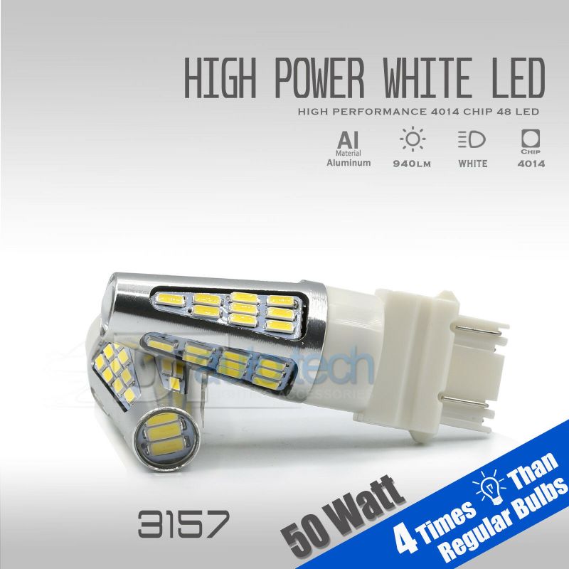 2X 50W 3157/3156 LED 6000K White Reverse Backup High Power Light Bulbs 