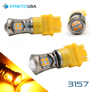 2X 3157 LED High Power 3030 Amber Yellow Turn Signal DRL Light Bulbs