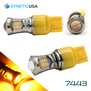 2X 7443 LED High Power 3030 Amber Yellow Turn Signal DRL Light Bulbs