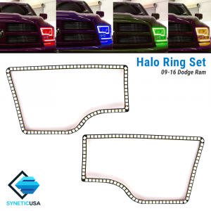 2009-2016 Ram Angel Eye LED Halo Ring Set RGBW Multi-Color Bluetooth (Dual Headlight)