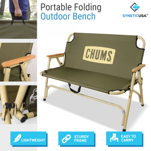 Green Light Weight Fabric Portable / Foldable Camping Bench