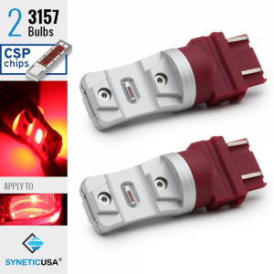 2X 3157 3057 LED High Power CSP Bright Red Tail Brake Light Bulbs