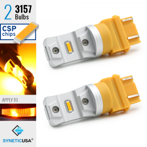 2X 3157 LED High Power CSP Amber Yellow Turn Signal Light Bulbs