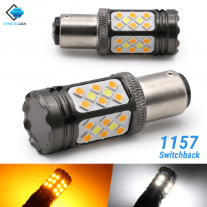 CANBUS Error Free White/Amber 1157 LED DRL Switchback Turn Signal Light Bulbs