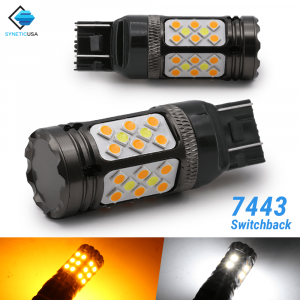 CANBUS Error Free White/Amber 7443 LED DRL Switchback Turn Signal Light Bulbs