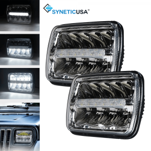 5"x7" LED Headlights Sealed Beam Clear High/Low Beam DRL 140W High Power