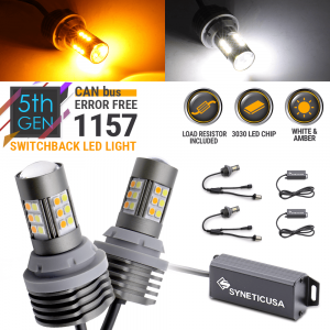 5th Gen Error-Free 1157 White/Amber Switchback 30-LED All-in-One Light Bulbs (Type 1 or Type 2)