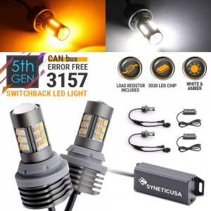 5th Gen Error-Free 3157 White/Amber Switchback 30-LED All-in-One Light Bulbs (Type 1 or Type 2)