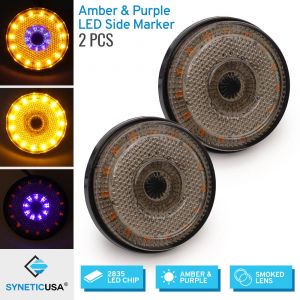 A Pair of LED Side Marker Lights, Amber & Purple, Smoke Lens
