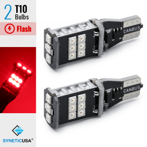 CANBUS Error Free T10 LED Red Flash Strobe 3rd Brake High Mount Light Bulbs (w/ Flash Option)