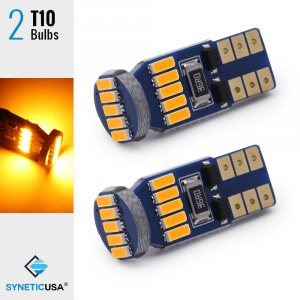 T10/194 15-LEDs 3000K Amber/Yellow Light Bulb, 4014 Chips, 408 LM