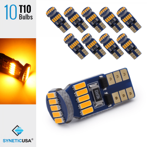 10x T10/194 15-LEDs 4014 Chips, 408 LM, 3000K Amber/Yellow Light Bulb