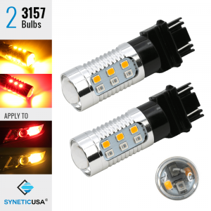 2835 Red/Amber 3157 LED Type 1 Switchback Turn Signal Parking Light Bulbs