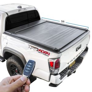 white Tacoma TRD with SyneticUSA's power retractable tonneau cover
