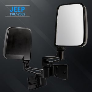 a pair of tow mirror, textured black, for 1987-2002 jeep wrangler