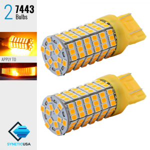 2X 40W 7443 120-SMD LED Amber Yellow Blinker Turn Signal Parking DRL High Power Light Bulbs