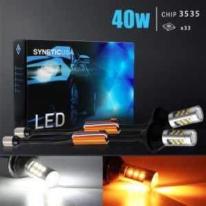 Type-1 White & Amber Dual Color Switchback LED Bulbs w/Load Resistor, 33-SMD Version 2