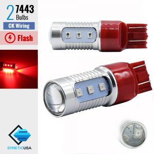 7443 CK LED Strobe Safety Flash Bright Brake Tail Light/Parking Bulbs