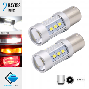2x BAY15S 60W High Power 1400LM White SMD LED Turn Signal Brake Tail Light Bulbs