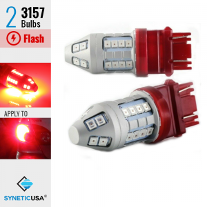3157 Bright Red Flash Strobe Rear Safe Alert Brake Tail Stop LED Lights Bulbs