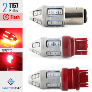 Bright Red Rear Safe Alert Brake Tail Stop Light Bulbs, Flash/Strobe, 30-LEDs