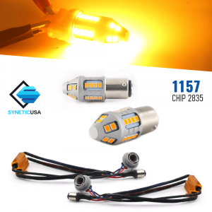 1157 50W LED Yellow Amber Front Turn Signal Lights Bulbs, Error Free w/ Resistors