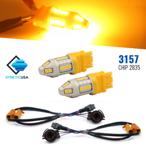 3157 LED 50W Amber Yell​ow Front Turn Signal Light Bulbs, Error Free w/ Resistors