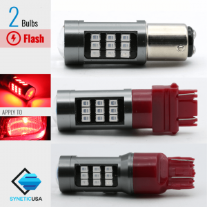 33-LED Strobe Flashing Red Brake Tail Stop Light/Parking Safety Warning Bulbs, 2835 Chip