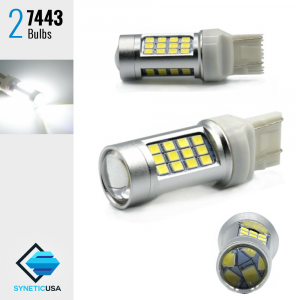 2X 50W 7443/7440 LED 6000K White Brake Tail Stop Reverse High Power Light Bulbs
