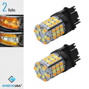 3157|7443|1157 Dual Color White/Amber Switchback LED Front Turn Signal Light Bulbs, 57-SMDs
