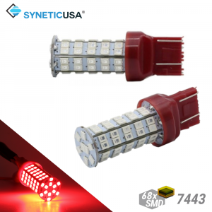 2X 7443 7440 Red 40W High Power 68-LED SMD Brake Tail Stop Light Bulbs