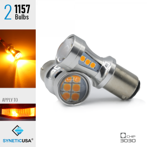 2X 50W 1157 LED Amber Yellow Turn Signal Parking DRL High Power 3030 Light Bulbs