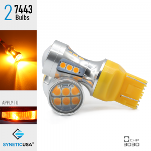 2X 50W 7443 LED Amber Yellow Turn Signal Parking DRL High Power Light Bulbs
