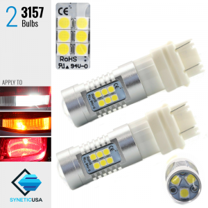 2x 3157 50W 1300LM Projector LED White Reverse DRL Turn Signal Lights Bulbs, 3535 Chip