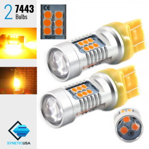 2X 50W 7443 LED Amber Yellow Front Rear Turn Signal Parking DRL High Power Light Bulbs