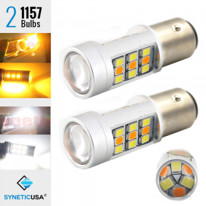 Type 1 White/Amber 1157 LED DRL Switchback Turn Signal Parking Light Bulbs