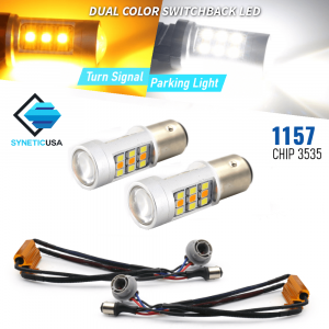 Error Free White/Amber 1157 LED DRL Switchback Turn Signal Parking Light Bulbs