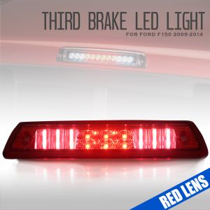 LED 3rd Brake Light Chrome Housing, Red Lens for 2009-2014 Ford F-150 Replacement
