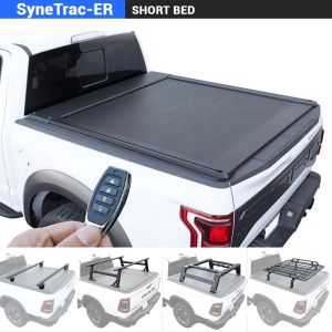2019 white Silverado short bed with SyneticUSA's powered-retractable tonneau cover