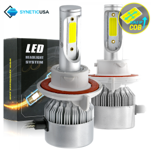 H13 9008 LED 6000K White Headlight Kit High/Low Beam COB Light Bulbs