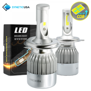 H4/9003 LED Headlight Kit High/Low Beam 6000K White Light Bulbs, COB, 2-Sided