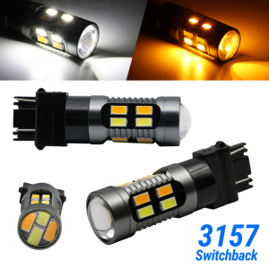 3157 LED Switchback White/Amber Dual Colors DRL Turn Signal Parking Light Bulbs
