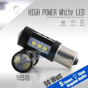 2x 1200 Lumens 1156 50W High Power Chip LED White Reverse Back Up Lights Bulbs