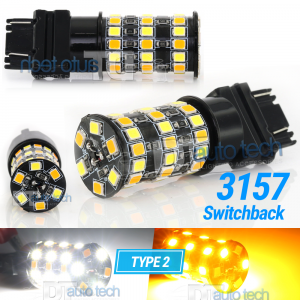 3157 LED DRL White/Amber Type 2 Switchback Turn Signal Parking Light Bulbs
