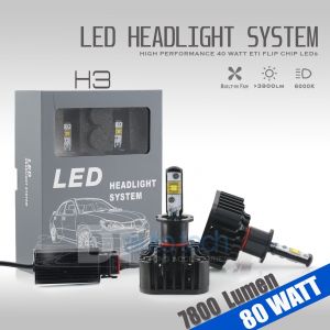 LED Fog Light Kit Bulbs 6000K White High Power H3 Lamp, 80 Watts, 7800LM 
